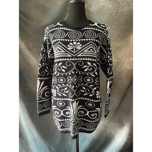 Vtg‎ 90s Essentials Knitwear Oversized Geometric Floral Pullover Sweater